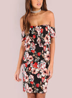 women off shoulder Ruffled Bodice dress - vmlfashion-com