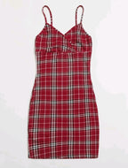 Women Body Fit Checker Print Short Dress