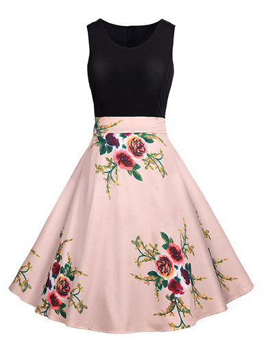 Women two tone flower dress - vmlfashion-com